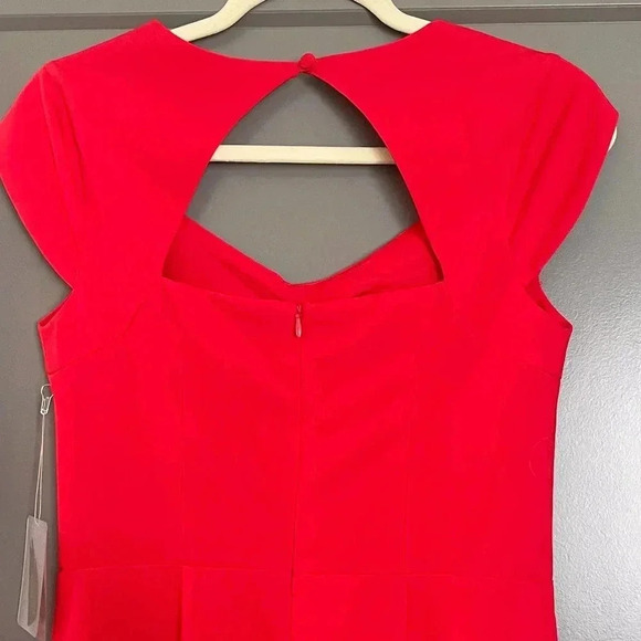 Forever 21 Womens Stretch V-Neck Cap Sleeve Sheath Dress Red Small NWT - Picture 6 of 11